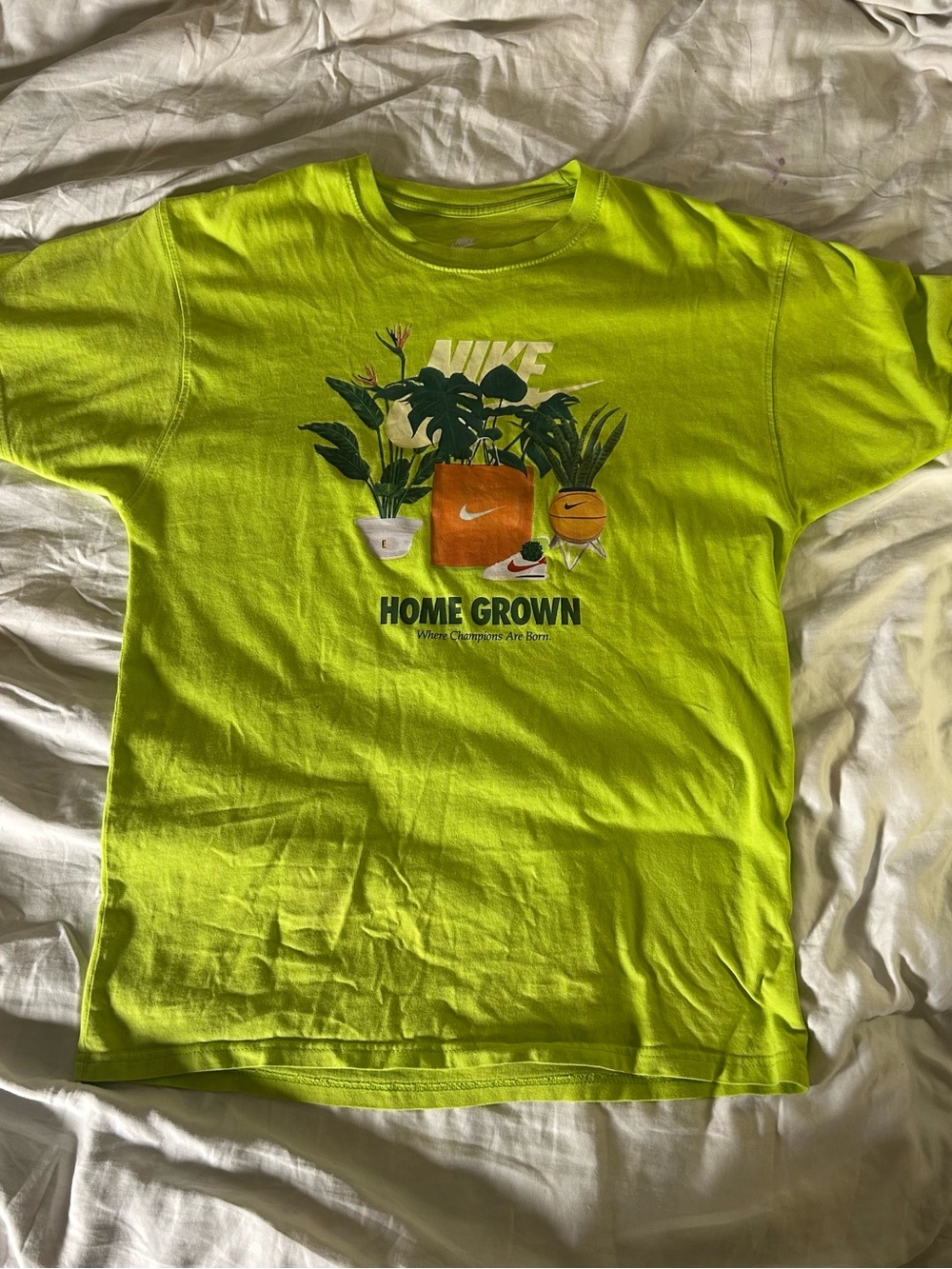 Nike Neon Lime 'Home Grown' Plant Graphic Tee
